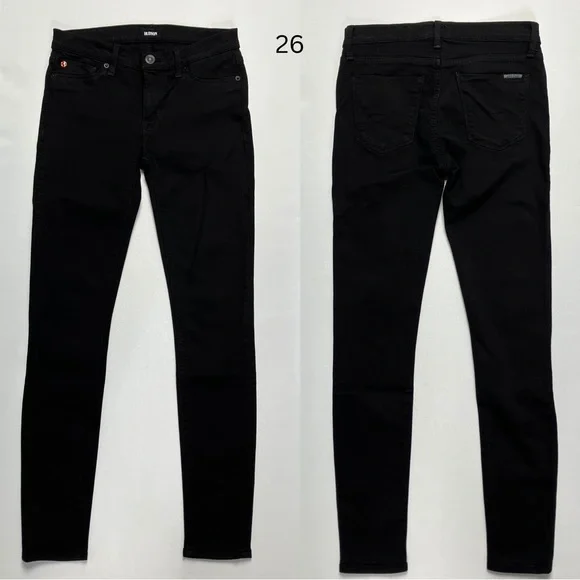 Hudson Jeans Nico Midrise Super Skinny Black Denim Size 24 25 26 - Picture 2 of 11
